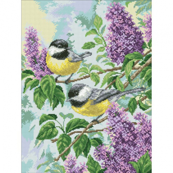 Набор Паутинка для изготовления картины со стразами арт.М313 Синички 49х37см