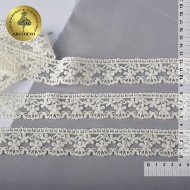 Кружево на сетке KRUZHEVO арт.TBY.D53 шир.35мм цв.02 молочный, уп.13м