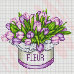 Кристальная мозаика на холсте ФРЕЯ арт.ALVA-28 Букет тюльпанов 30х30 см