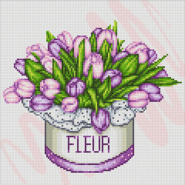 Кристальная мозаика на холсте ФРЕЯ арт.ALVA-28 Букет тюльпанов 30х30 см