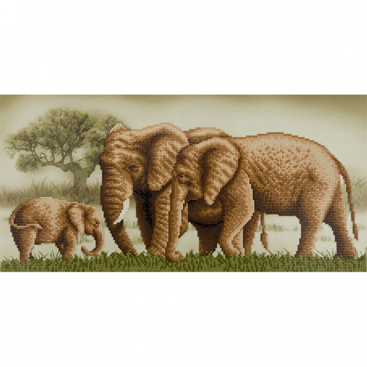 Кристальная мозаика на холсте ФРЕЯ арт.ALVR-22 022 Семейство на прогулке 25,5х52 см