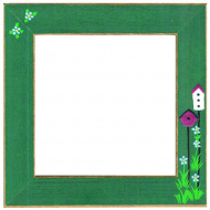 70266_Рамка деревянная "Скворечники" цвет зеленый матовый с ручной росписью