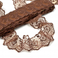 Кружево капрон KRUZHEVO арт.TBS.30010 шир.45мм цв.142 (158) коричневый уп.9,14м