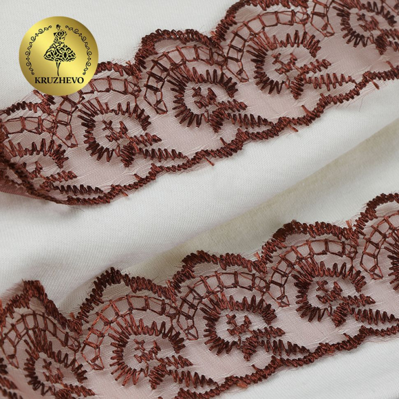 Кружево капрон KRUZHEVO арт.TBS.30010 шир.45мм цв.142 (158) коричневый уп.9,14м