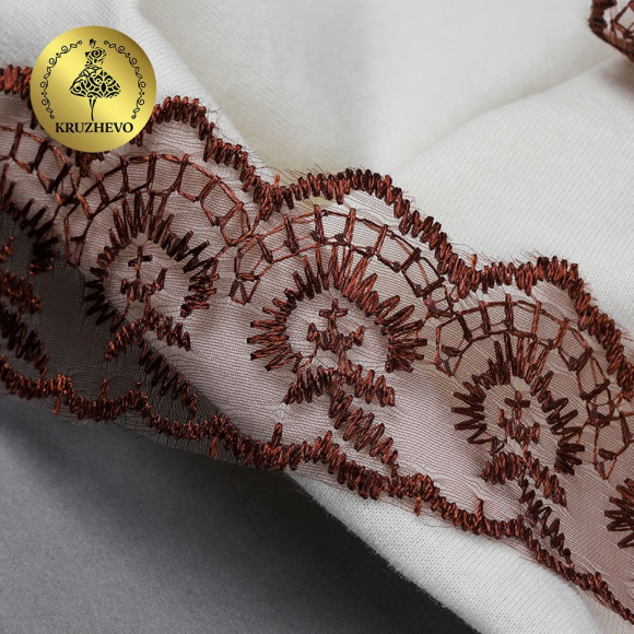 Кружево капрон KRUZHEVO арт.TBS.30010 шир.45мм цв.142 (158) коричневый уп.9,14м