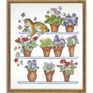 Набор для вышивания DESIGN WORKS арт.7017 Кошка на полке 25,4х30,5 см