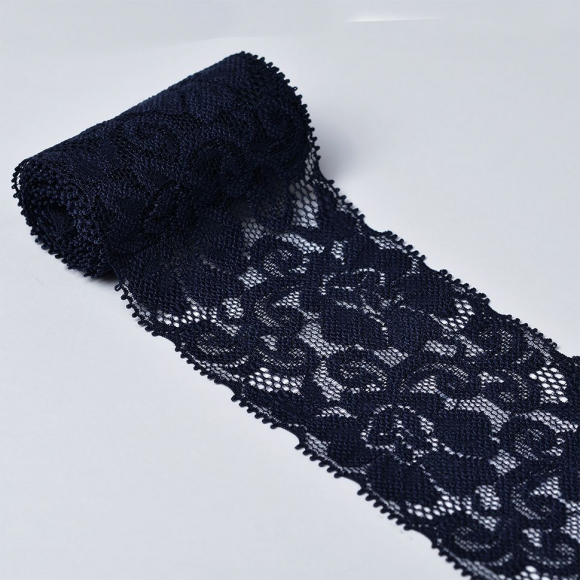 Кружево-стрейч KRUZHEVO арт.TBY.L840 шир.65мм цв.06 т.синий уп.25м