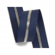 Молния рулонная металл №5СТ никель цв.D117 т.синий уп.5м