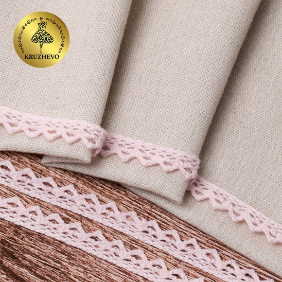 Тесьма вязаная KRUZHEVO 10мм TBY-5036.20 цв.20 бледно-розовый уп.10м