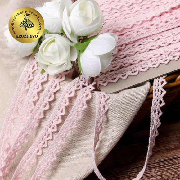 Тесьма вязаная KRUZHEVO 10мм TBY-5036.20 цв.20 бледно-розовый уп.10м