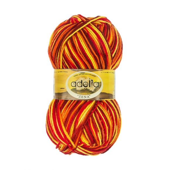 Пряжа ADELIA ZENA (100% акрил) 5х100г/308м цв.69 желтый-красный-оранжевый