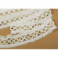 Кружево с люверсами матовая нить арт.TBY LC-E025 шир.45мм цв.белый уп.13,71м