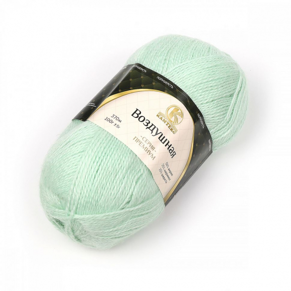 Пряжа для вязания КАМТ Воздушная (25% меринос, 25% шерсть, 50% акрил) 5х100г/370м цв.107 ментол
