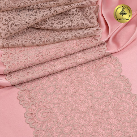 Кружево-стрейч KRUZHEVO арт.TBY.YSTL00839 шир.205мм цв.168 серебристый пион уп.25м Кружево-стрейч KRUZHEVO арт.TBY.YSTL00839 шир.205мм цв.168 серебристый пион уп.25м