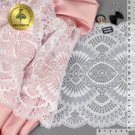 Кружево-стрейч KRUZHEVO арт.TBY.30239 шир.195мм цв.001 белый уп.25м