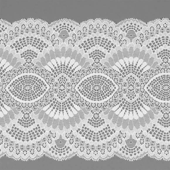 Кружево-стрейч KRUZHEVO арт.TBY.30239 шир.195мм цв.001 белый уп.25м