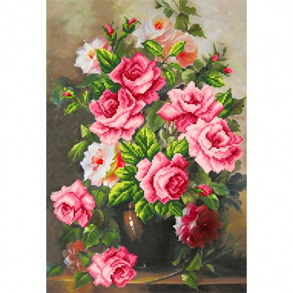 Набор для вышивания бисером МАТРЕНИН ПОСАД арт.37х49 - 0068/Б Розовая элегия