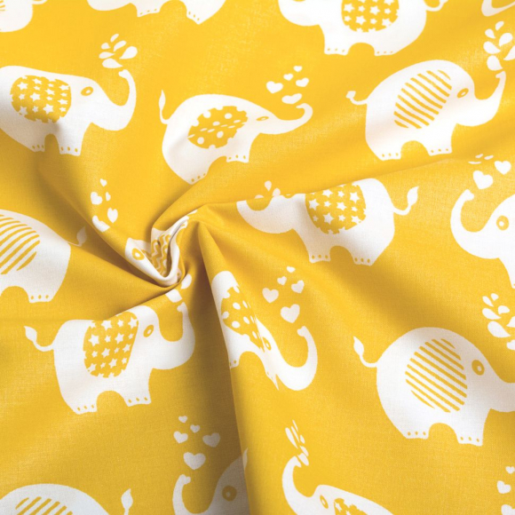 Ткань ранфорс Слоники, арт.WH 1855-v08, 130г/м?,100% хлопок, шир.240см, цв.желтый, рул.30м Ткань ранфорс Слоники, арт.WH 1855-v08, 130г/м?,100% хлопок, шир.240см, цв.желтый, рул.30м