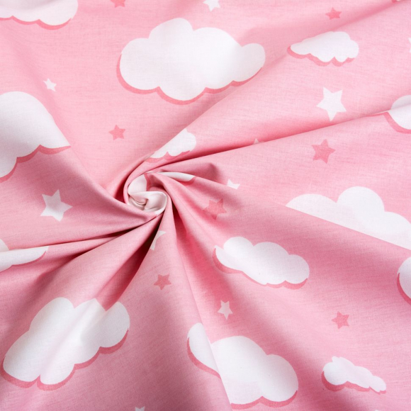 Ткань ранфорс Облака, арт.WH 2813-v05, 130г/м?,100% хлопок, шир.240см, цв.розовый, уп.10м