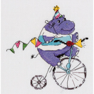 Набор для вышивания KLART арт. 8-332 Бегемотик на велосипеде 14,5х15,5 см