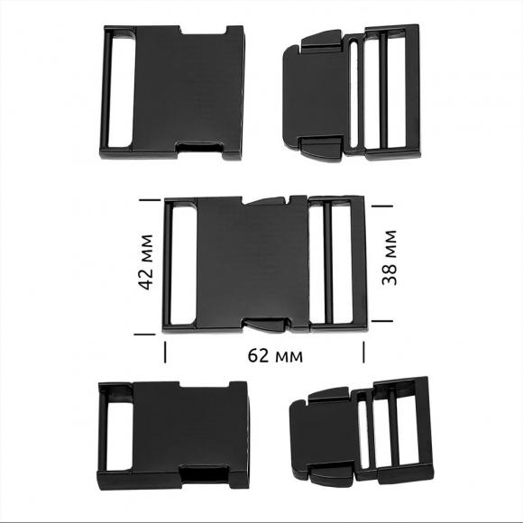 Пряжка-фастекс металл 38мм TBY-7783 62x42мм цв. мат.черный уп.6шт