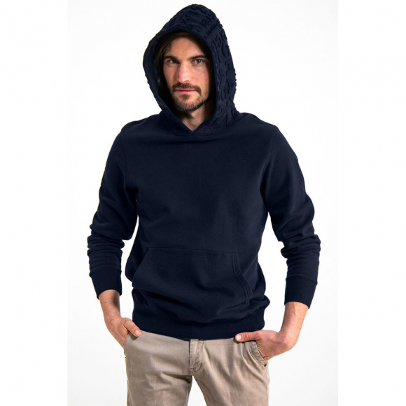 Ткань трикотаж Футер 2х нитка петля с лайкрой 240г пенье 180см т.синий 19-4023 уп.10м