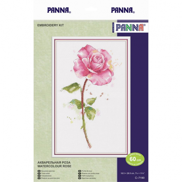 Набор для вышивания PANNA арт. C-7190 Акварельная роза 18,5х28,5 см