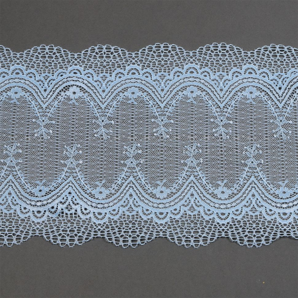 Кружево-стрейч KRUZHEVO арт.TBY.8037 шир.230мм цв.F183 голубой уп.10м