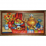 Рисунок на ткани (Бисер) КОНЁК арт. 9958 У самовара 25х45 см