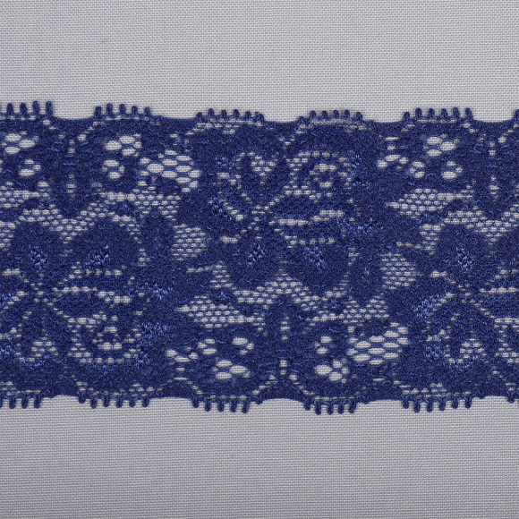 Кружево-стрейч KRUZHEVO арт.AB6S120 шир.55мм цв.03 темно-синий уп.25м