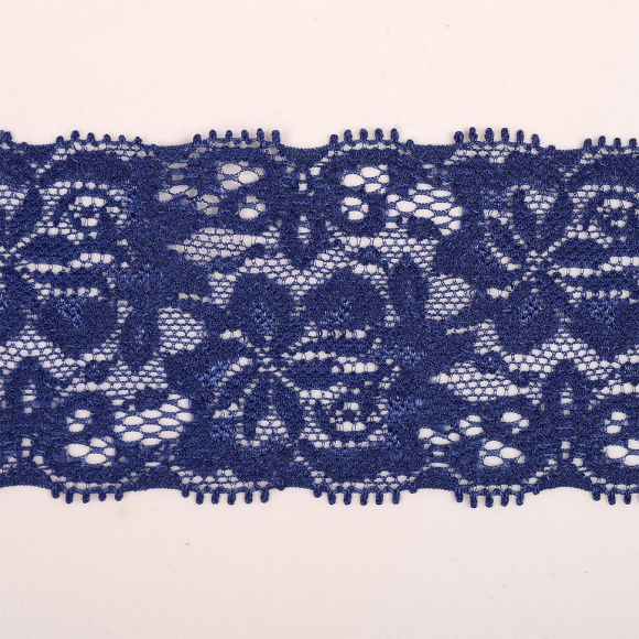 Кружево-стрейч KRUZHEVO арт.AB6S120 шир.55мм цв.03 темно-синий уп.25м