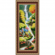 Рисунок на ткани КОНЁК арт. 1379 Поселок у реки 25х65 см