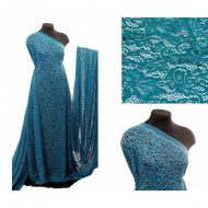 Кружевная ткань (гипюр) в нарезке с кордом арт.TBY.3036 шир.150см 130 г/м? цв.908 морская волна уп.5м