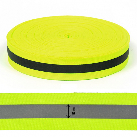 Стропа светоотражающая TBY отр.R200-280 шир.25мм арт.SV.ST25y цв.неон-лимон уп.50м