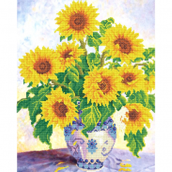 Кристальная мозаика на холсте ФРЕЯ арт.ALV-34 Подсолнухи 42х52 см