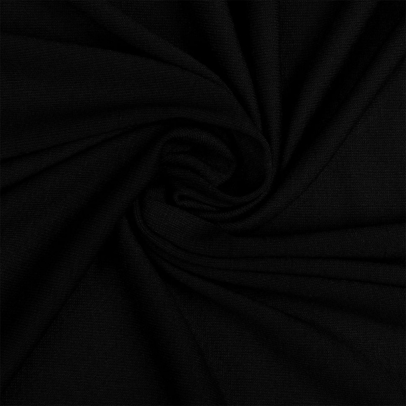 Ткань Вискоза трикотаж, 210г/м? 95% виск 5%лайк шир.185см арт.ШН-210955-02 цв.черный (60982) уп.6м (1кг-2,5м)