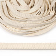 Шнур плоский х/б 15мм турецкое плетение TW цв.002 суровый светлый уп.50м