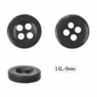 Пуговицы пластик арт.TBY.381.09.PBK цв.черный перламутр, 14L-9мм, 4 прокола, 200шт