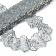 Кружево капрон KRUZHEVO арт.TBS.30010 шир.45мм цв.180 (3) серый уп.9,14м