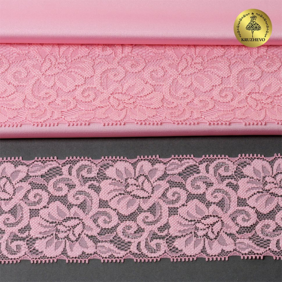 Кружево-стрейч KRUZHEVO арт.TBY.L840 шир.65мм цв.F133 нежно-розовый уп.25м Кружево-стрейч KRUZHEVO арт.TBY.L840 шир.65мм цв.F133 нежно-розовый уп.25м