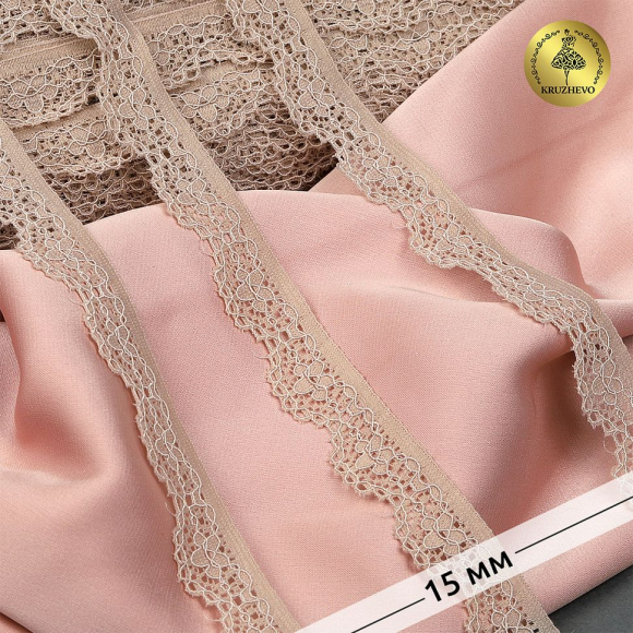 Кружево-стрейч KRUZHEVO арт.TBY.8031 шир.15мм цв.S185 серебристый пион уп.50м Кружево-стрейч KRUZHEVO арт.TBY.8031 шир.15мм цв.S185 серебристый пион уп.50м