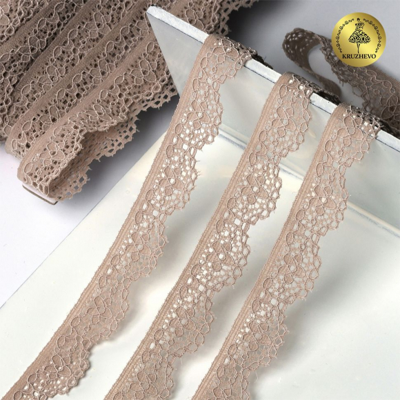 Кружево-стрейч KRUZHEVO арт.TBY.8031 шир.15мм цв.S185 серебристый пион уп.50м Кружево-стрейч KRUZHEVO арт.TBY.8031 шир.15мм цв.S185 серебристый пион уп.50м