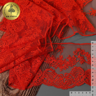 Кружево на жесткой сетке матовая нить KRUZHEVO арт.TBY.BL.40466 шир.130мм цв.R6715 красный уп.13,71 м
