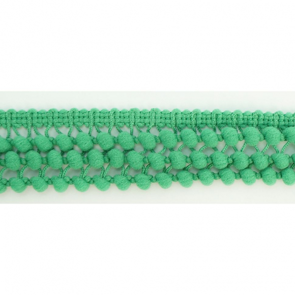 107158_Тесьма с помпонами трехрядная, цвет изумрудный 107158_Тесьма с помпонами трехрядная, цвет изумрудный