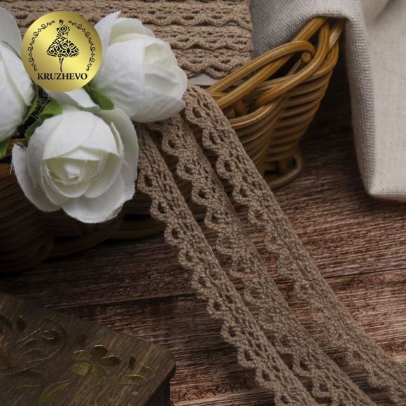 Тесьма вязаная KRUZHEVO 10мм TBY-5036.21 цв.21 какао уп.10м