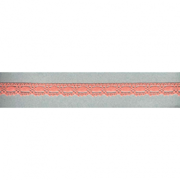 Мерсеризованное хлопковое кружево, 15 мм, цвет лососевый