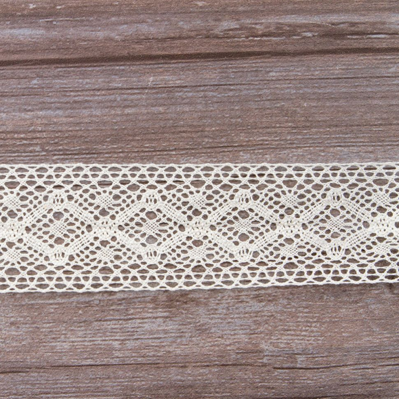 Мерсеризованное хлопковое кружево, 50 мм, шампань