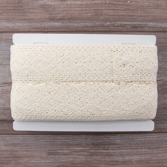 Мерсеризованное хлопковое кружево, 50 мм, шампань