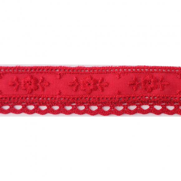 93244_Шитьё с мерсеризованным кружевом, 20 мм, цвет бордово-красный