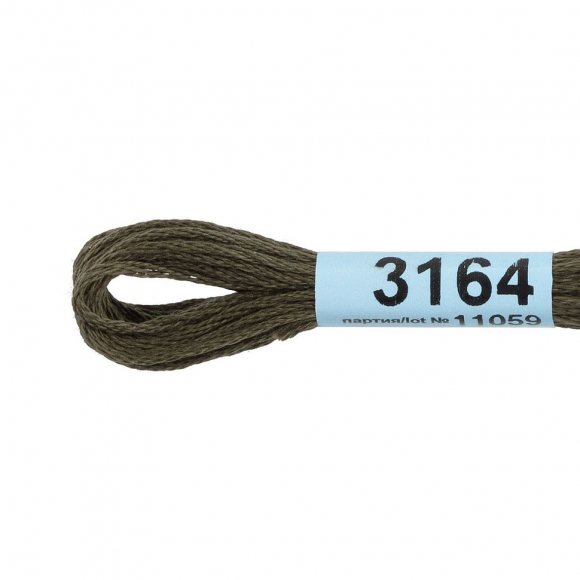 Нитки для вышивания Gamma мулине (3071-3172) 100% хлопок 24 x 8 м цв.3164 т.коричневый хаки